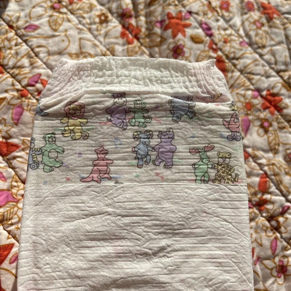 Vintage Huggies Size 3 Ultratrim 1993 USA Diaper Circus Bear Rhino Plastic Print